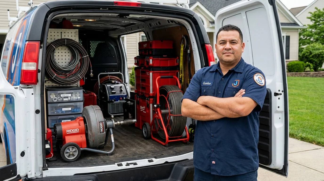 Professional drain cleaning equipment and Johns Plumbing LLC plumber in Rush City