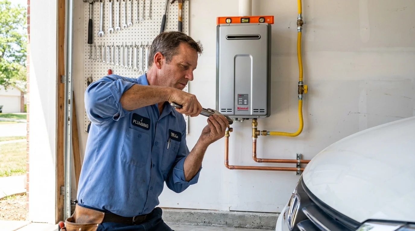 Tankless water heater installation by a Johns Plumbing LLC plumber in Rush City